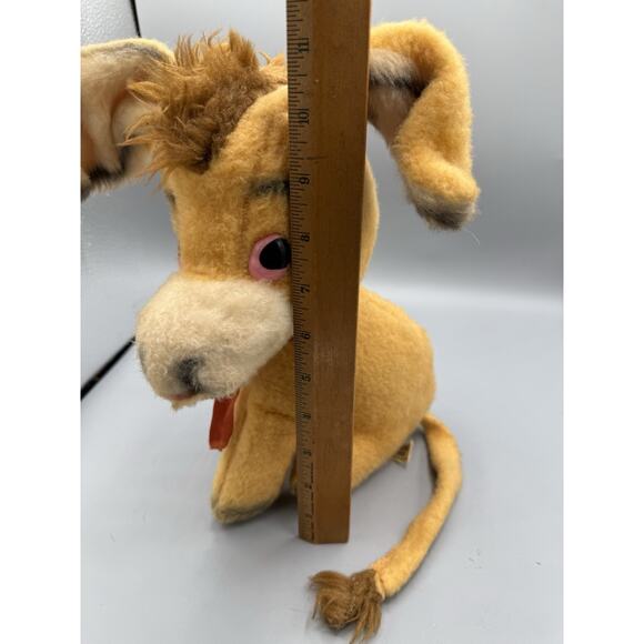 Vintage Animal Toy Plus Donkey Plush Stuffed Animal 1950s–60s Pink Eyes 12” - Picture 7 of 7